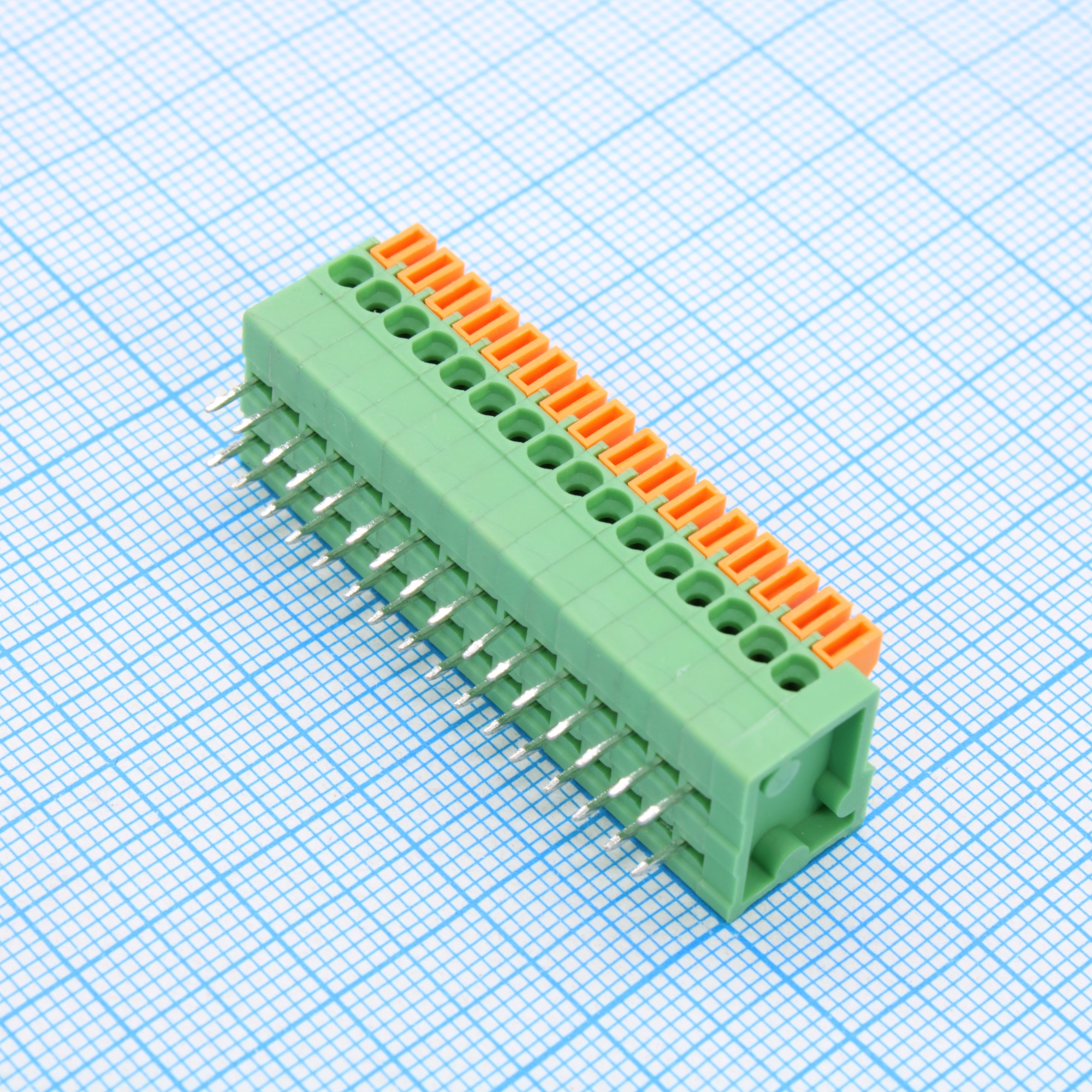 GT141R-2.54-16P-14-00 - Нажимной безвинтовой клеммный блок 16 контактов. Зажим типа торцевой контакт. Серия GT141R-2.54