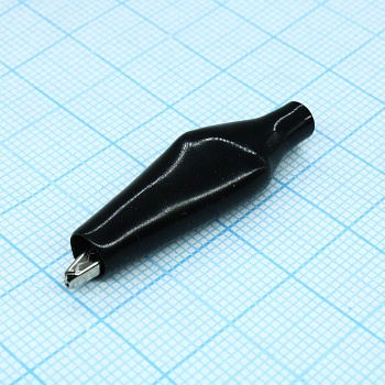 AG-103A-C/B - Зажим "Крокодил" с изолятором черный, 3А, 26.5мм