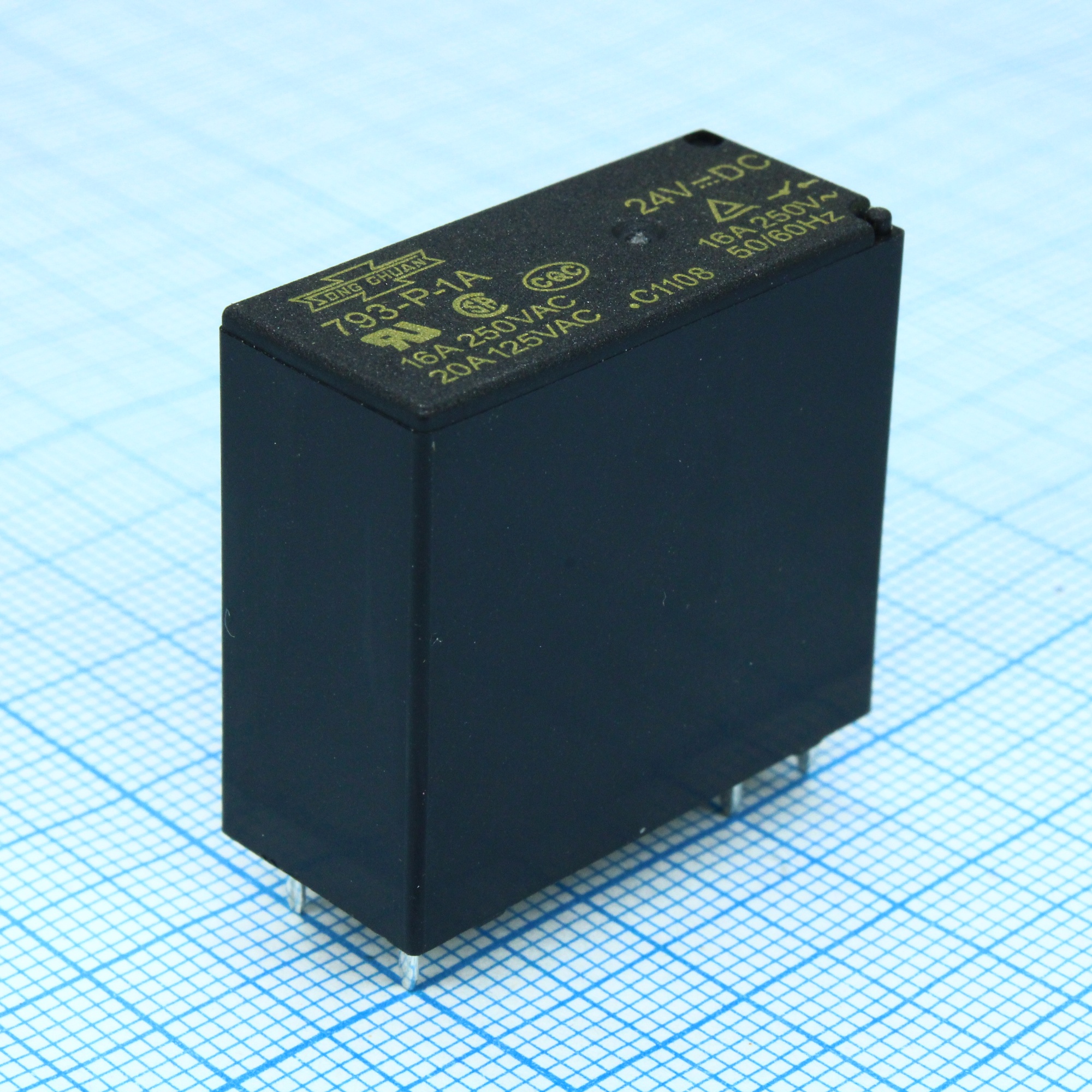 793P-1A 24VDC (HS) - Реле промежуточное катушка 24В, 0.53Вт контакты 16А 240В переменного тока, 1 открытый, размер (LxWxH) мм: 29.5х13.5х16.0 мотнаж в отверстие