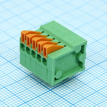 DG141R-2.54-05P-14.00A(H) - Нажимной безвинтовой клеммный блок 5 контактов. Зажим типа торцевой контакт. Серия DG141R-2.54
