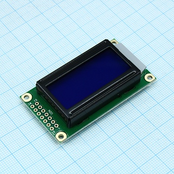 WH0802A-TMI-CT# - ЖКИ знакосинтезирующий 8 x 2, STN Синий Негативный/прозрачный светодиодная подсветка Белая, питание 5В, -20...70°C