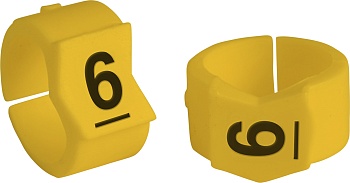 brd333606 - SCNG-45-6 клипсы жёлтые, 50шт/упак, для провода 11,2-15,0мм диаметра, легенда 6