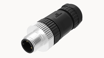 Вилочный разъем PB-M12A-05P-MM-SL7001 - Вилочный разъем на кабель, 5 полюсов, M12, прямой, винтовая фиксация провода, A-Code, диаметр кабеля: 4,0-8,0 мм, сечение: 0,25 - 0,52 мм кв., 4А, 60V, корпус из пластика, резьбовой фиксатор разъемного соединения ме