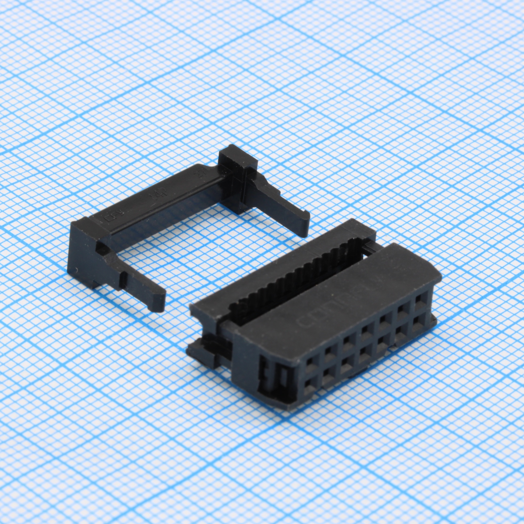 DS1016-14MA2BB-2 - IDC разъем, розетка на плоский шлейф 14pin(2x7), шаг 2.54мм