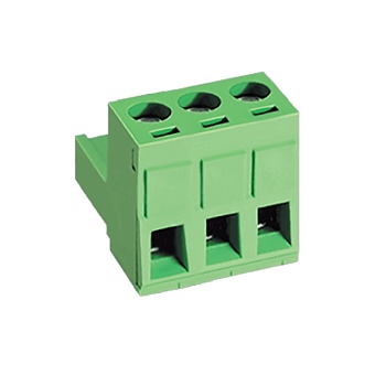 5ESDV-03P - Клеммник 3 конт. "гнездо" шаг 5.00 мм с фиксат., провод под винт/микролифт (пров. 28-12AWG/ до 2.5 кв.мм), до 300В/15А, зеленый изол.