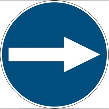 gws227501 - PIC 258 Предписывающий знак безопасности "Направляющая стрелка", 25 мм, 250 шт/рул , B-7541(ламинированный полиэстер)"