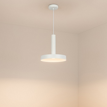 Светильник SP-ERIC-R250-8W Warm3000 (WH, 120 deg, 230V) 035924 - Подвесной светильник. Мощность 8 Вт, св. поток 650 лм, 89 лм/Вт, теплый 3000 K, CRI>80, угол 120°, напряжение питания 230 В. Белый круглый корпус из алюминия, рассеиватель каленое матовое ст