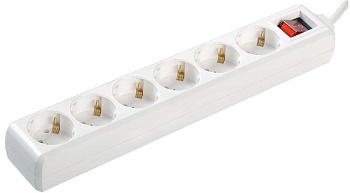 Удлинитель 6х5м с заземл. 16А IP20 У06К 2P+PE 250В 3х1 с выкл. WYP10-16-06-05-ZK-N