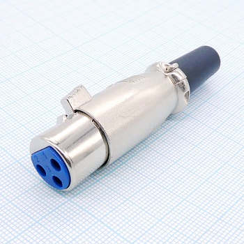 XLR2-3F мет - Разъем XLR розетка кабельная 3 контакта под пайку