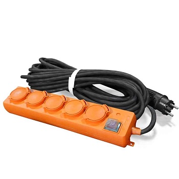 Удлинитель-шнур 5х20м с заземл. 16А IP44 У10-026 КГ 3х1.5 с выкл. с индикатором сети с защ. крышкой 9634139