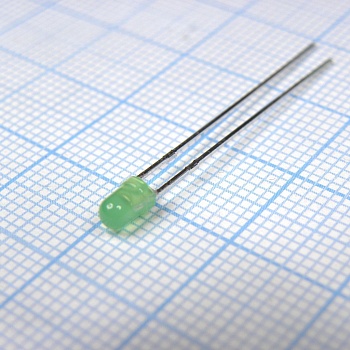 L-7104LGD - Светодиод 3мм/зеленый/568нм/0.7-2мкд/40°/2мА