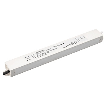 Блок питания ARPV-LG24045-SLIM-PFC-D (24V, 1.9A, 45W) 031719 - Источник напряжения с гальванической развязкой для светодиодных изделий. Входное напряжение 200-240 VAC. Выходные параметры: 24 В, 1.9 А, 45 Вт. Встроенный PFC >0.98. Герметичный алюминиевый к