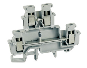 Этажная клемма UKJ-2.5M/2-2D/C - Этажная мини клемма, тип фиксации провода: винтовой, номинальное сечение: 2,5 мм кв., 24A, 500V, ширина: 5,2 мм, цвет: серый, тип монтажа: DIN 15