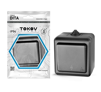Переключатель 1-кл. ОП Dita IP54 10А 250В карбон TKL-DT-P1-C14-IP54