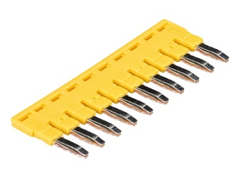 Соед. мостик IVB WKF 4-10 - Соединительная перемычка, втычная, изолированная, 10 полюсов, для клемм 4 мм кв., шаг 6 мм, цвет: желтый