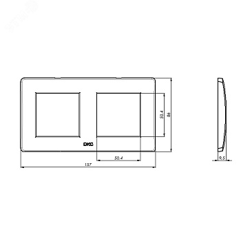 Рамка на 2+2 модуля (двухместная), черная 75012B