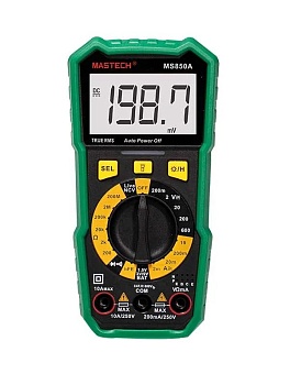 MS850A - Мультиметр цифровой с TrueRMS, тест батареек, NCV, hFE, детектор фаза/ноль, переменный ток
