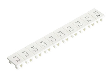 Шильдик 9705A/6/10B F2 - Маркировка для клемм сечением 4 мм.кв., шириной 6 мм, 10 шильдиков, белая, нанесенные знаки: F2,F2, … ,F2