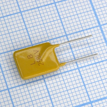 LB250LVF - Самовосстанавливающийся предохранитель PTC 0.25A(hold) 0.56A(trip) 265V 3.5A 18.5s 1.3Ohm, радиальные выводы, 9.6 X 17.4 X 3.8mm, россыпью