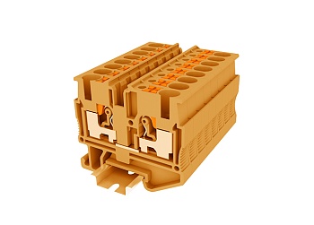 Проходная клемма TPM2.5-2-OG - Проходная клемма, тип фиксации провода: push-in, номинальное сечение: 2,5 мм кв., 24A, 500V, ширина: 5,2 мм, цвет: оранжевый, тип монтажа: DIN 15