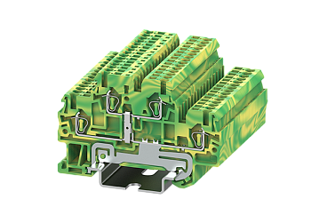 Этажная клемма TCD1.5-2-PE - Этажная заземляющая клемма, тип фиксации провода: пружинный, номинальное сечение: 1,5 мм кв., ширина: 3,5 мм, цвет: желто-зеленый, тип монтажа: DIN 35