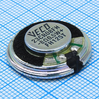 P23CR08FH-50ND - Капсюль динамический 8 Ом, 0,5Вт, 400-20000Гц, d=23мм