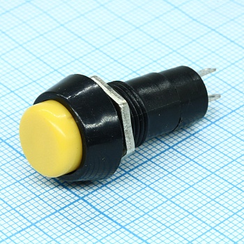 PBS-11A желтый - Кнопка с фиксацией 1А 250В ON-OFF круглая М12