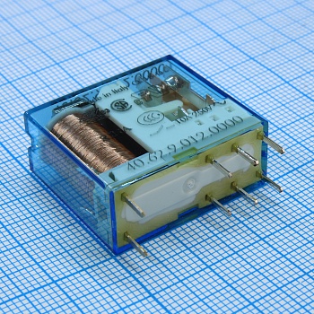 40.62.9.012.0000 - Миниатюрное универсальное электромеханическое реле; монтаж на печатную плату или в розетку; выводы с шагом 5мм; 2CO 10A; контакты AgNi; катушка 12В DC; степень защиты RTII