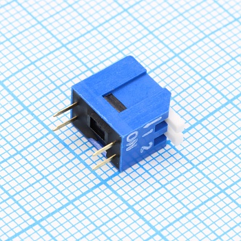DS1040-02BT - DIP-переключатель 2 позиции тип "piano", на плату (шаг 2.54 мм, синий корпус), до 24B AC DC/0.1А