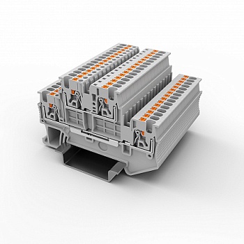 Этажная клемма UPT-1.5/2-GY - Этажная клемма, тип фиксации провода: Push-in, номинальное сечение: 1,5 мм кв., 500V, 16A, ширина: 3,5 мм, цвет: серый, тип монтажа: DIN35