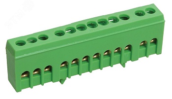 Шина PE "земля" в корп. изол. на DIN-рейку ШНИ-6х9-12-К-З YNN10-69-12KD-K06