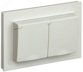 Розетка 2-м СП BRITE РСбш12-3-44-БрКр 16А в сборе IP44 с крышкой беж. BR-R26-16-44-K10-F