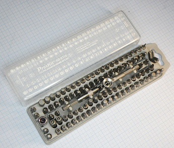 SD-2310 - Удобный набор бит из 100 элементов: 96 насадок, магнитного держателя, удлинителя, переходника, ограничителя.