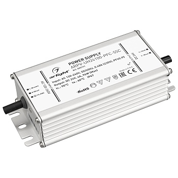 Блок питания ARPV-UH24100-PFC-55C (24V, 4.2A, 100W) 025171 - Источник напряжения с гальванической развязкой для светодиодных изделий. Предназначен для работы в условиях Крайнего Севера с запуском до -55С. Входное напряжение 120-240 VAC. Выходные параметры