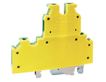 Заземляющая клемма UKJ-4/2X2LJDEE - Заземляющая этажная клемма, серия EE, тип фиксации провода: винтовой, номинальное сечение: 4 мм кв., ширина: 6,2 мм, цвет: желто-зеленый, стандарт GB/T14048.1, тип монтажа: DIN 35