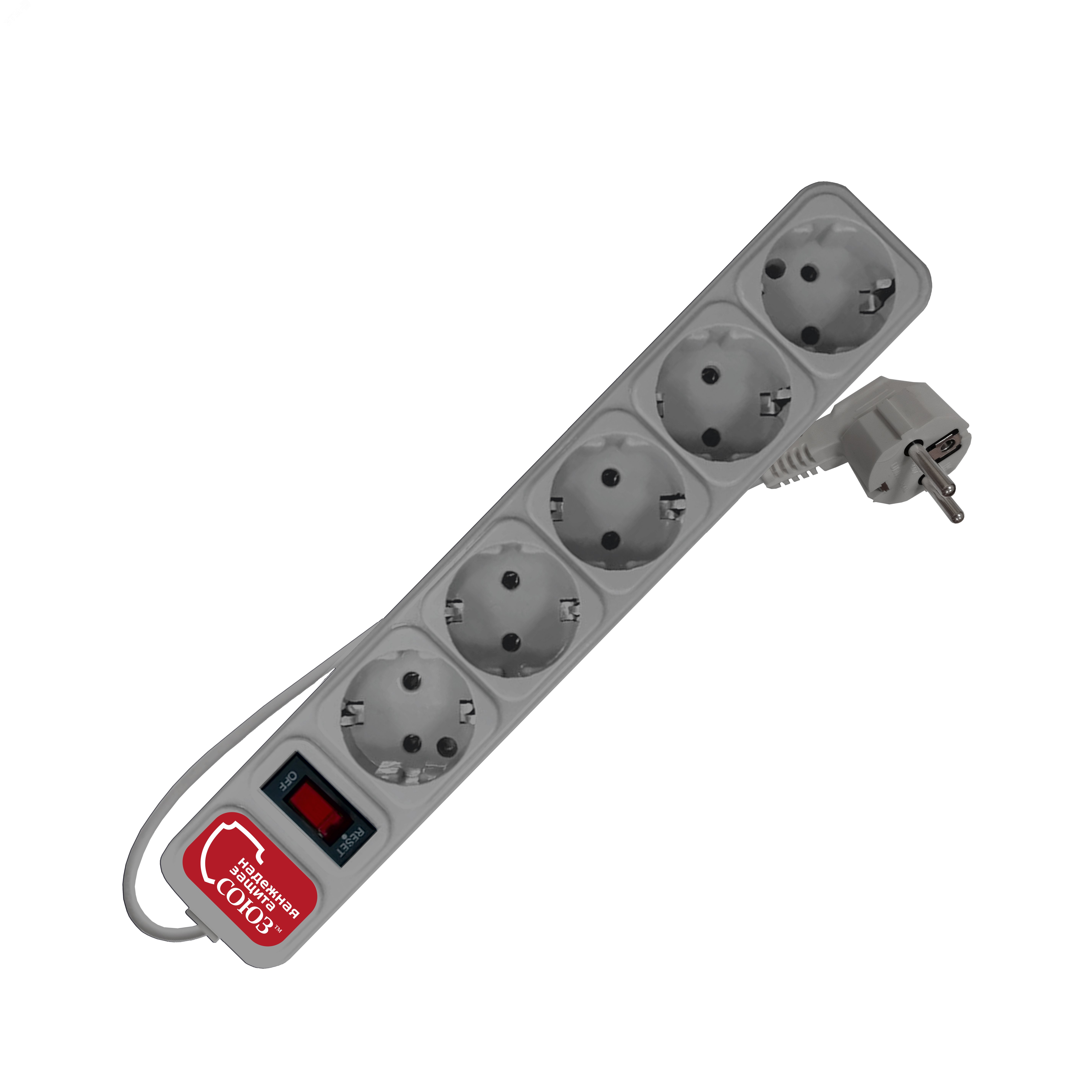 Сетевой фильтр СОЮЗ ПВС 3*0,75 5гн., выключатель с индикацией, с заземлением, серый 5м 1330