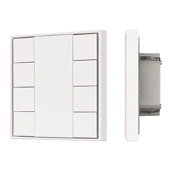 INTELLIGENT ARLIGHT Кнопочная панель KNX-301-22-8-SH-IN White (BUS, Frame) 037723 - Универсальная многофункциональная встраиваемая настенная панель для систем KNX. 8 клавиш. Тонкая рамка, материал - пластик. Цвет корпуса - белый. Питание от шины KNX DC 21