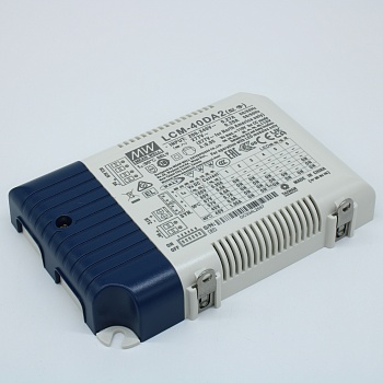 LCM-40DA2 - AC-DC, 42Вт, стабилизатор тока, вход 180…295В AC, 47…63Гц /254…417В DC, выход 350…1050мA/2…100В, ККМ, изоляция 3750В AC, в кожухе 123.5х81.5х23мм, -30…+60°С, димминг кнопкой и DALI2