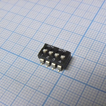 DM-04-V - Движковый переключатель 4 группы SMD монтаж 2.54мм 25мА 24В