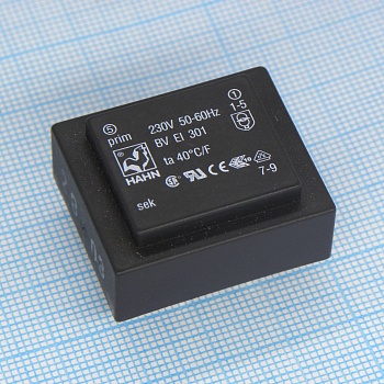BV EI 301 3583 - Трансформатор питания 0.7ВА  230В 2x6В  2x58мА ta 70 C/F (EI 30/5,5)15.2мм.