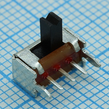 OS102011MA1QN1 - Переключатель движковый горизонтальный (ON-ON) 0.1А 12В, высота движка 4мм, 10000 циклов, ионтаж в отверстие