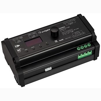 Диммер SMART-D17-DIM (230V, 6A, TRIAC, DIN, 2.4G) 031113 - Диммер для одноцветных источников света (TRIAC). Питание/рабочее напряжение 100-240V AC, выходной ток 6А, выходная мощность 600-1440W. Корпус - PVC, OLed экран. Габариты 168х93.5х63 мм. Управляетс