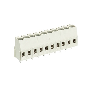 Клемма Wiecon 8191 / 10 - Клемма на печатную плату, подвод кабеля сбоку, 10 полюсов, шаг: 5 мм, винтовая фиксация провода, с маркировкой, 300V, 16А, цвет: серый, серия 8191