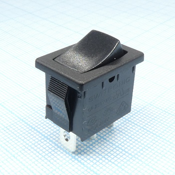R19A-22BBOT-G - Переключатель клавишный 6А 250В ON-ON 3 Pin -черный-