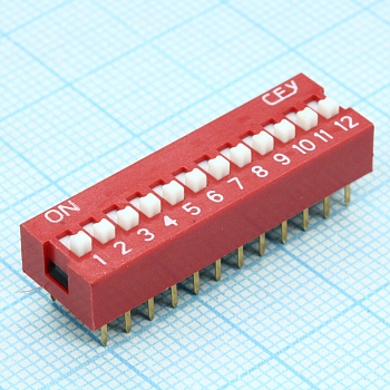 DS1040-12RN - DIP переключатель12 групп красный
