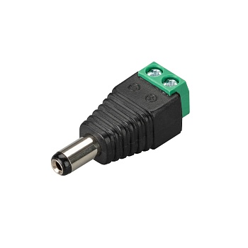 Коннектор Terminal-MONO-2pin-M (Jack 5.5) 019218(1) - Коннектор для подключения светодиодных лент к сетевым адаптерам с DC-коннектором 5.5мм (напряжение не выше 48В). Одна сторона - клеммная колодка для провода ленты, вторая - DC-разъём (папа) для сетевог