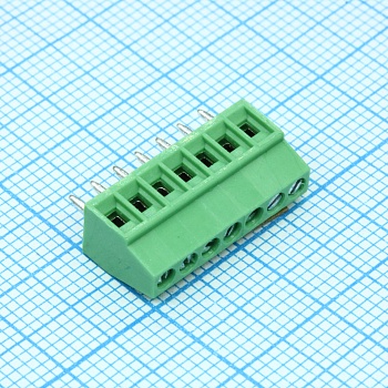 DG308-2.54-07P-14-00A(H) - Винтовой клеммный блок c рельефной обоймой, 7 контактов. Серия DG308-2.54