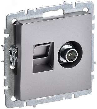 BRITE Розетка двойная TV+RJ45 кат.5E РТВ/РК12-БрС сталь BR-AK20-1-K46