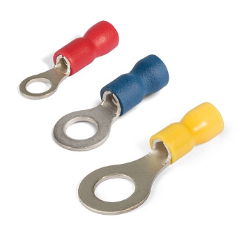 Наконечник кольцевой, НКИ 1.5-6, 100808 - Кабельный наконечник, кольцевой, медь, НКИ 1.5-6 (сечение проводника 0,5 - 1,5 мм кв., внутренний диаметр кольца 6 мм), изолированный, цвет: красный, в упаковке 100 штук