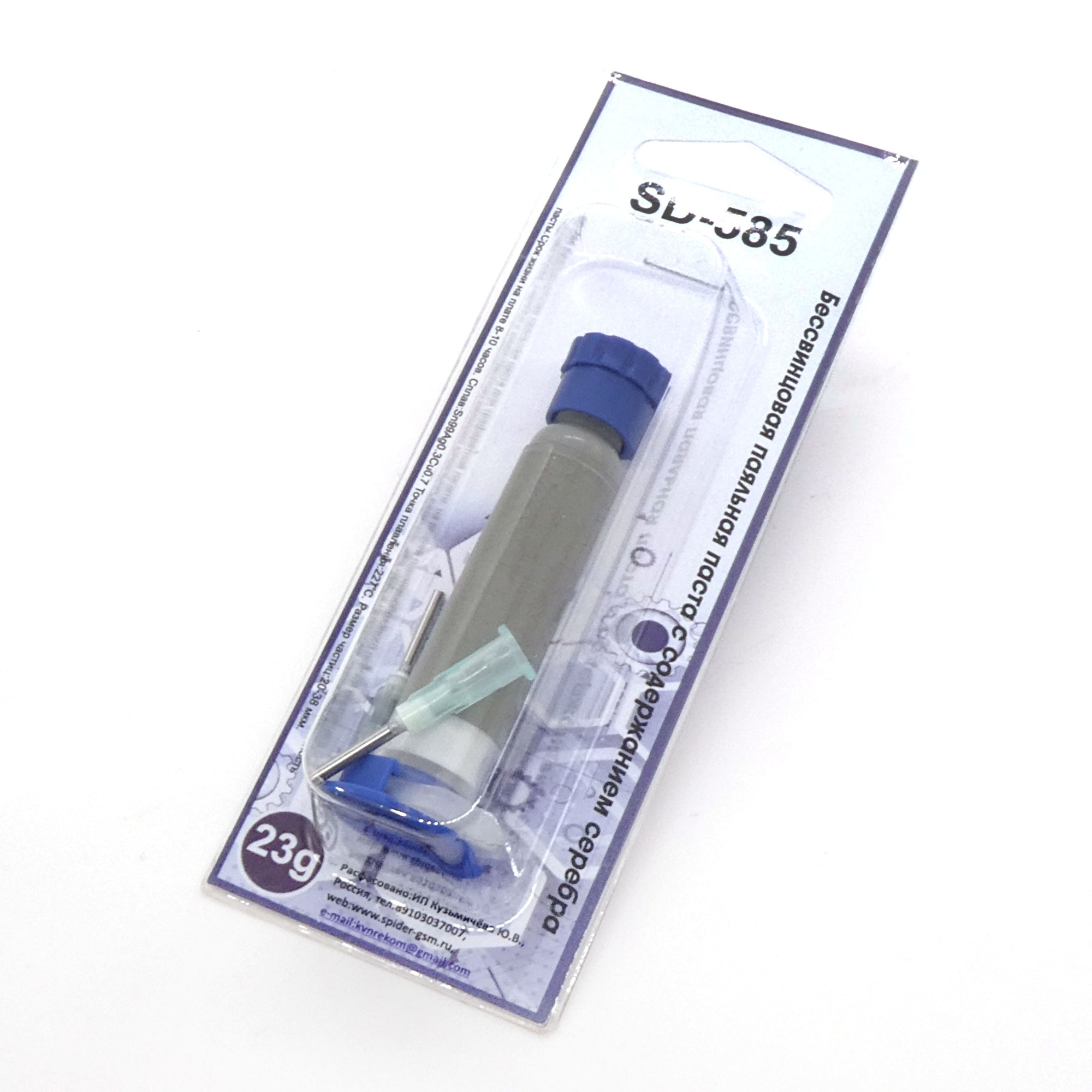 Паста паяльная SD-585 картридж - Бессвинцовая с содержанием серебра, Sn99Ag0.3Cu0.7